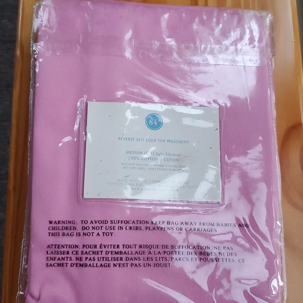 🏠⭐️ NWT Pottery Barn Kids Pink Brushed Twill Panel Curtain